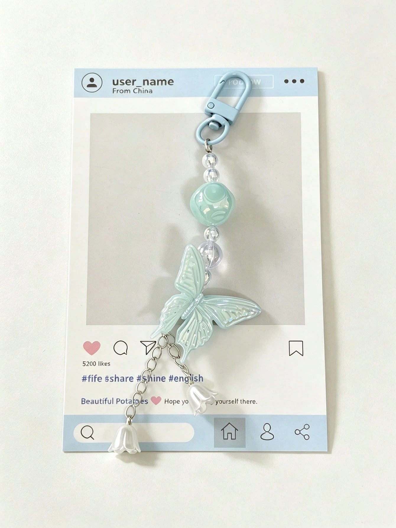 1pc Colorful Butterfly Wind Chime Flower Pendant Phone Chain Short Phone Strap, Fashion Versatile Universal Hanging Chain, Suitable For CCD Camera Strap, Earphone Case Lanyard, Car Key Chain Pendant