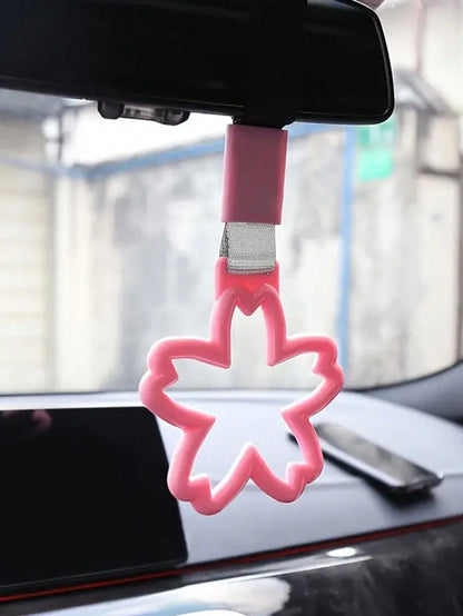 1pc Colorful Cherry Blossom Car Roof Handle With Warning Trailer Strap And Rear Bumper Ring