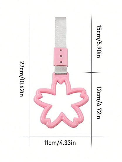 1pc Colorful Cherry Blossom Car Roof Handle With Warning Trailer Strap And Rear Bumper Ring