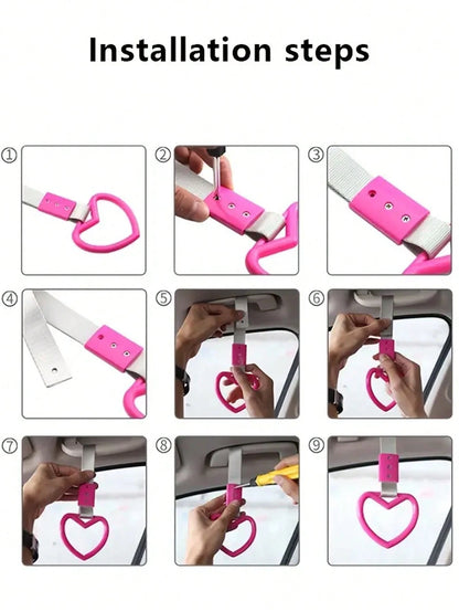 1pc Colorful Cherry Blossom Car Roof Handle With Warning Trailer Strap And Rear Bumper Ring