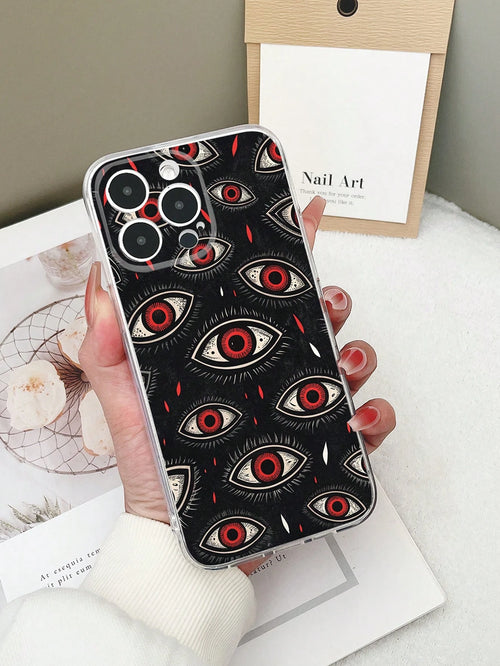 1pc Colorful Eye Pattern Transparent TPU Shockproof Phone Case Compatible With IPhone 15/15Pro/15Plus/15ProMax/16/16Pro/16Plus/16ProMax, Galaxy S23 Ultra/A14/A24, Redmi Note 12 Pro, Pixel 8/8 Pro