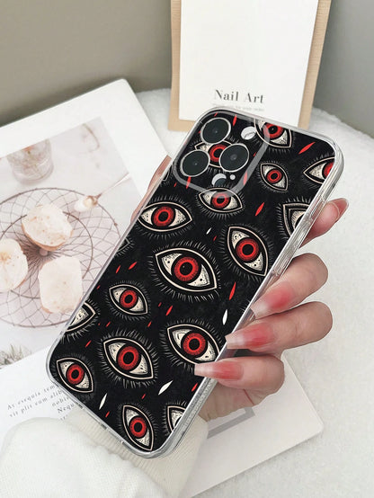 1pc Colorful Eye Pattern Transparent TPU Shockproof Phone Case Compatible With IPhone 15/15Pro/15Plus/15ProMax/16/16Pro/16Plus/16ProMax, Galaxy S23 Ultra/A14/A24, Redmi Note 12 Pro, Pixel 8/8 Pro