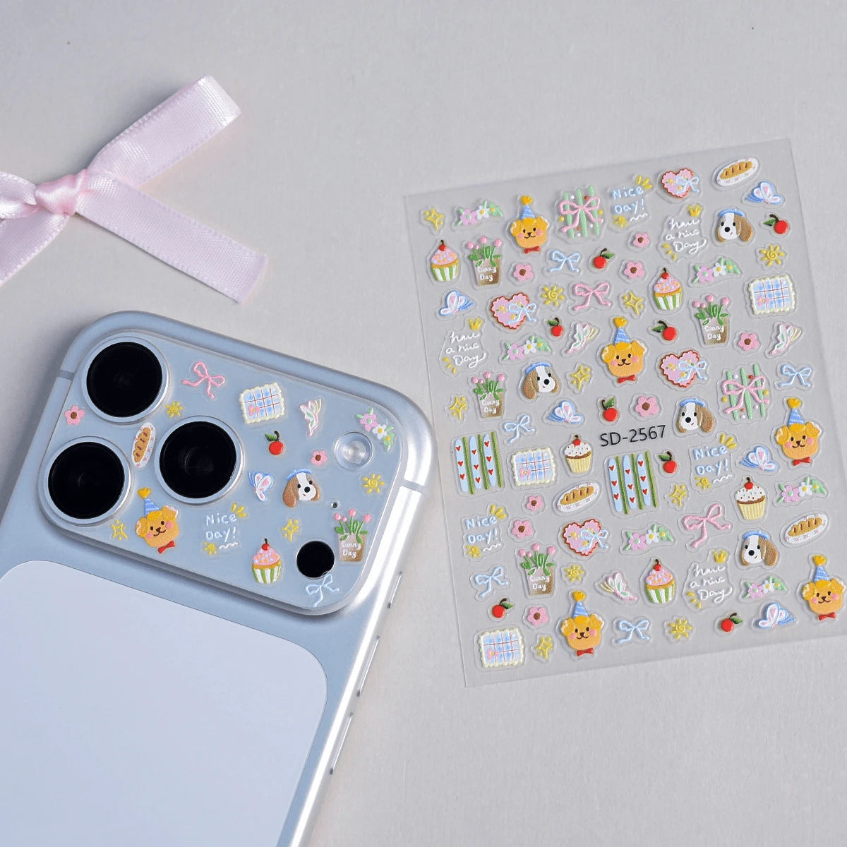 1pc Creative DIY Mirror Protective Film Sticker, Suitable For 11 Pro/ 12 Pro/13 Pro/14 Pro/15 Pro/16 Pro/17 Pro Phone Lens Film And Phone Case Sticker, Cute Cartoon Phone Case/Film Sticker 5D Embossed