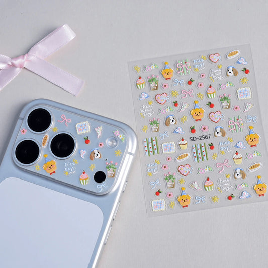 1pc Creative DIY Mirror Protective Film Sticker, Suitable For 11 Pro/ 12 Pro/13 Pro/14 Pro/15 Pro/16 Pro/17 Pro Phone Lens Film And Phone Case Sticker, Cute Cartoon Phone Case/Film Sticker 5D Embossed