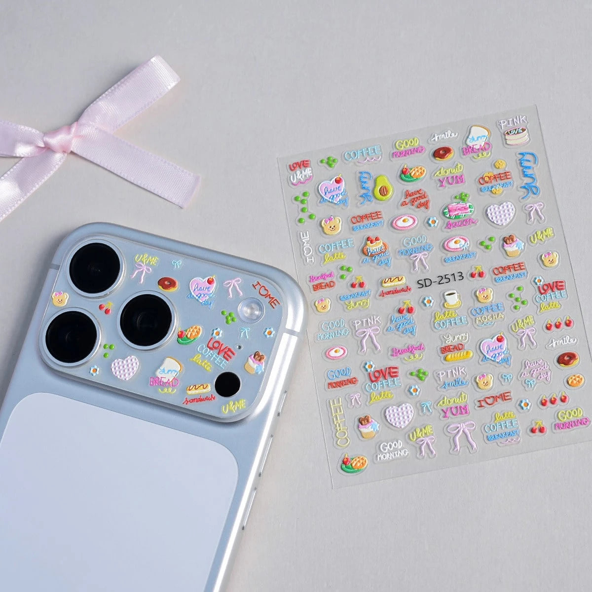 1pc Creative DIY Mirror Protective Film Sticker, Suitable For 11 Pro/ 12 Pro/13 Pro/14 Pro/15 Pro/16 Pro/17 Pro Phone Lens Film And Phone Case Sticker, Cute Cartoon Phone Case/Film Sticker 5D Embossed