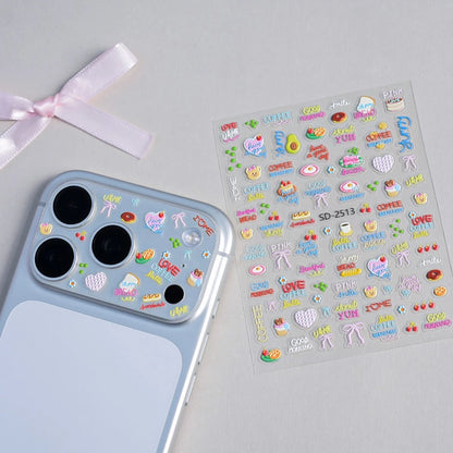 1pc Creative DIY Mirror Protective Film Sticker, Suitable For 11 Pro/ 12 Pro/13 Pro/14 Pro/15 Pro/16 Pro/17 Pro Phone Lens Film And Phone Case Sticker, Cute Cartoon Phone Case/Film Sticker 5D Embossed