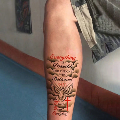 1pc Creative Personalized Design Temporary Tattoo Sticker, Including Peace, Cross, Classic Quotes, Body Art, Waterproof & Sweat-Proof, Easy To Apply & Remove, Suitable For Birthday Party, Gathering