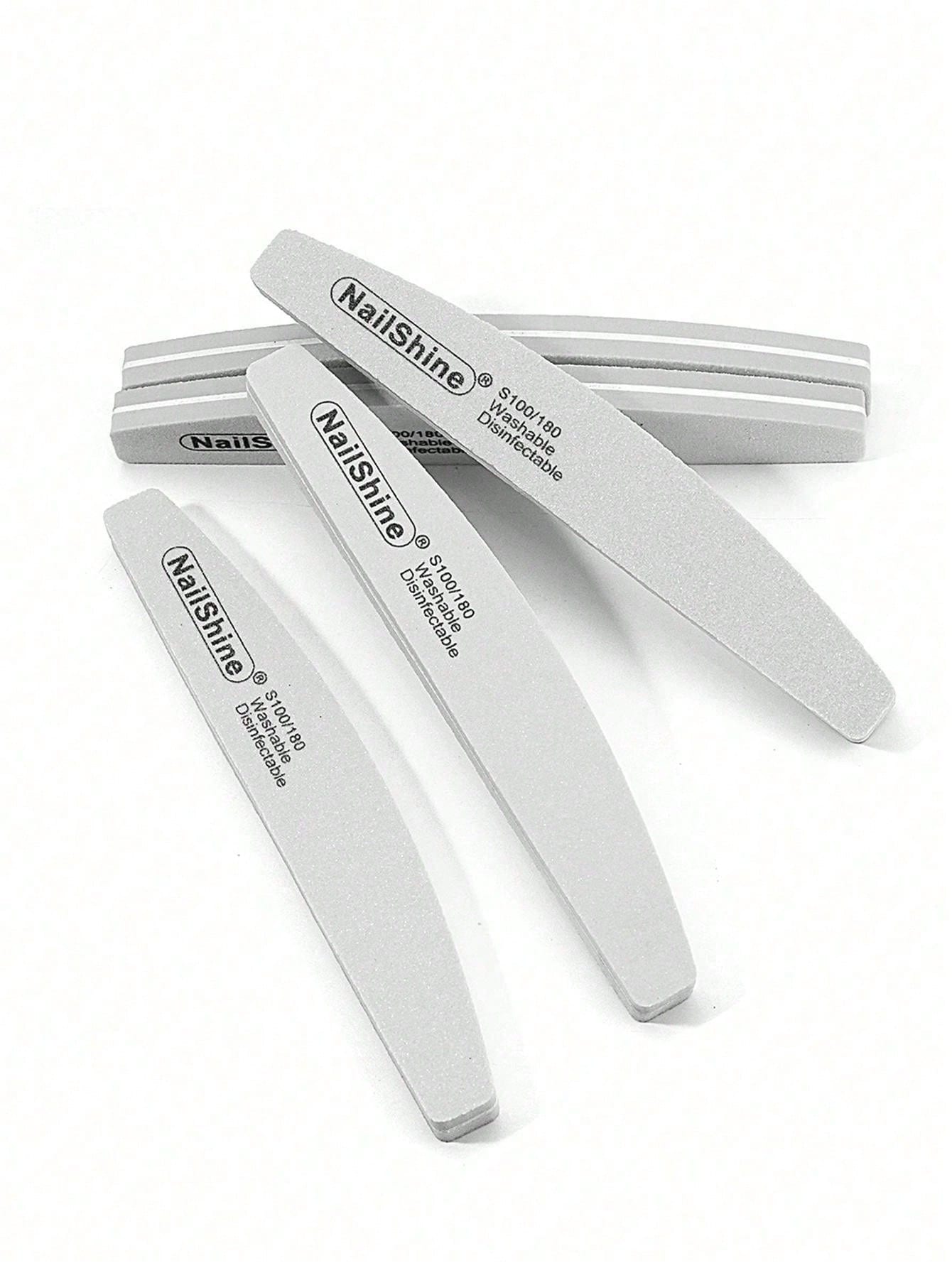 1pc Crescent-Shaped Shaped Washable & Disinfectable Professional Sponge Nail File 100/180