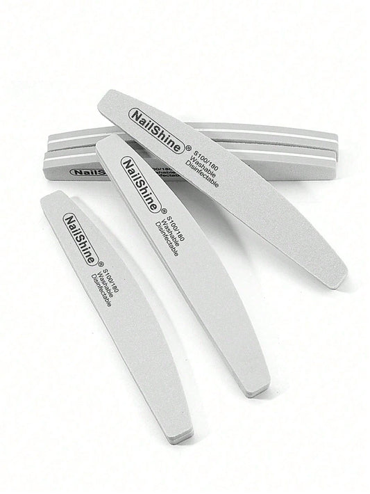 1pc Crescent-Shaped Shaped Washable & Disinfectable Professional Sponge Nail File 100/180