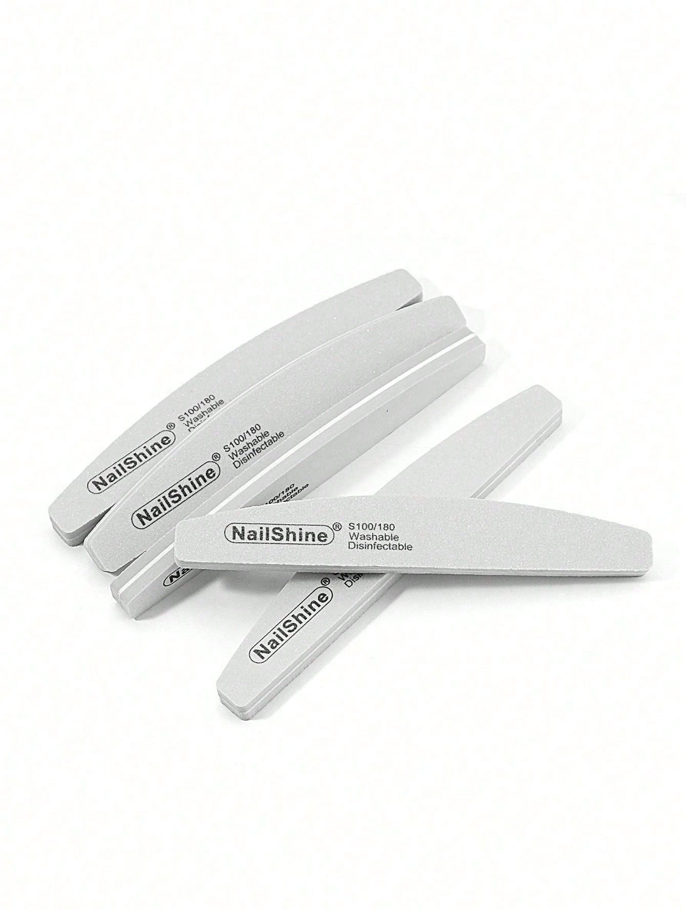 1pc Crescent-Shaped Shaped Washable & Disinfectable Professional Sponge Nail File 100/180