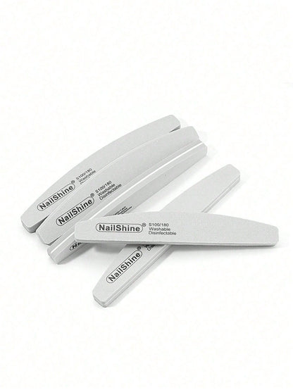1pc Crescent-Shaped Shaped Washable & Disinfectable Professional Sponge Nail File 100/180