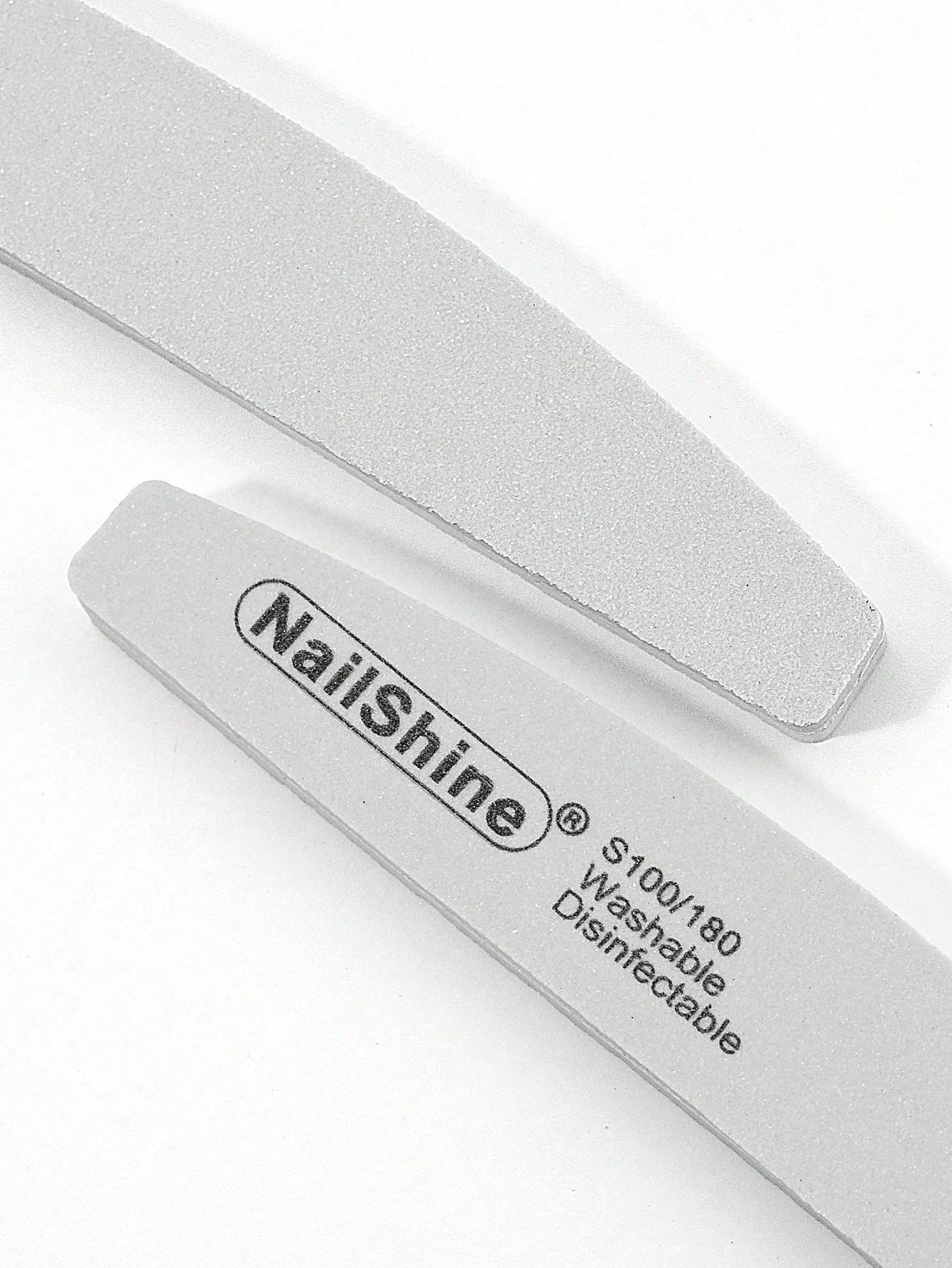 1pc Crescent-Shaped Shaped Washable & Disinfectable Professional Sponge Nail File 100/180