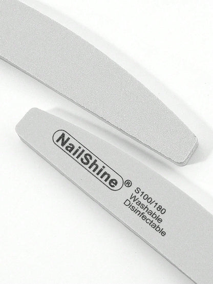 1pc Crescent-Shaped Shaped Washable & Disinfectable Professional Sponge Nail File 100/180