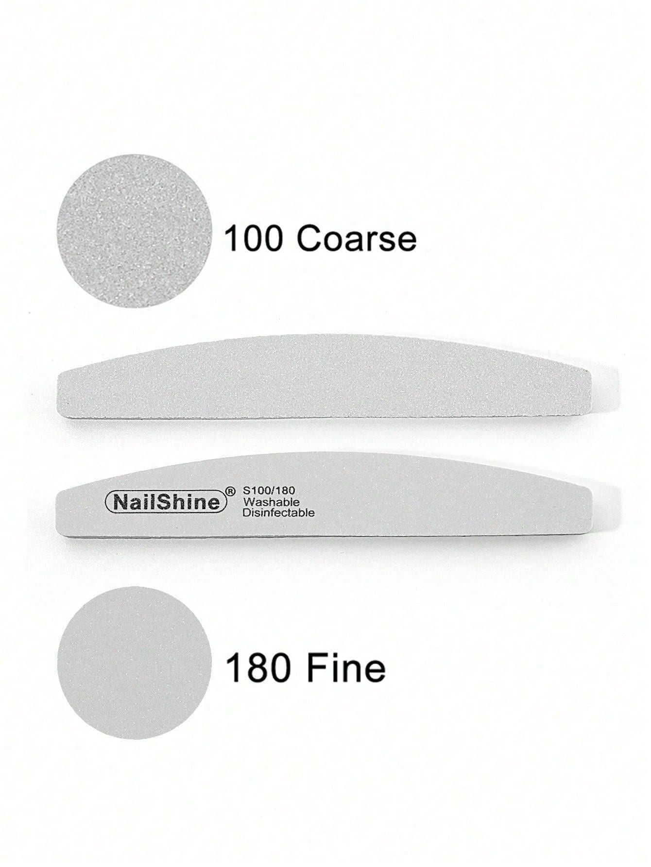 1pc Crescent-Shaped Shaped Washable & Disinfectable Professional Sponge Nail File 100/180