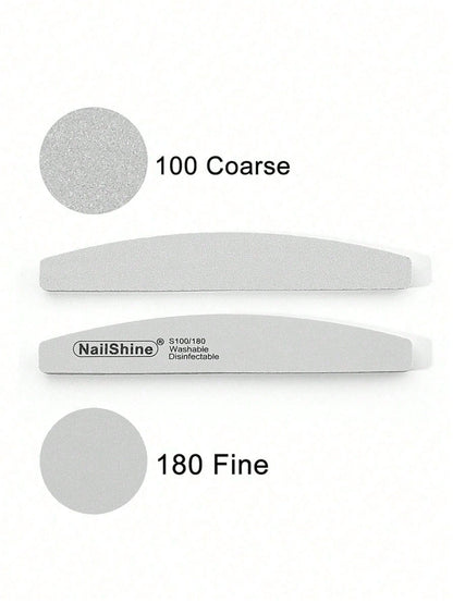 1pc Crescent-Shaped Shaped Washable & Disinfectable Professional Sponge Nail File 100/180