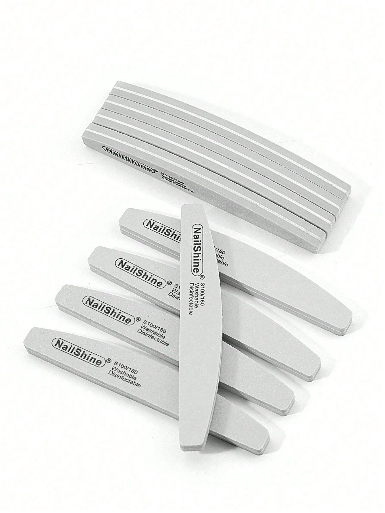 1pc Crescent-Shaped Shaped Washable & Disinfectable Professional Sponge Nail File 100/180