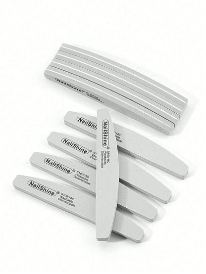 1pc Crescent-Shaped Shaped Washable & Disinfectable Professional Sponge Nail File 100/180