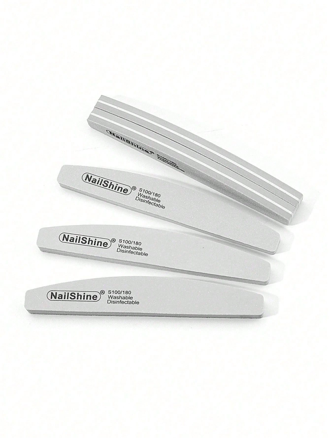 1pc Crescent-Shaped Shaped Washable & Disinfectable Professional Sponge Nail File 100/180