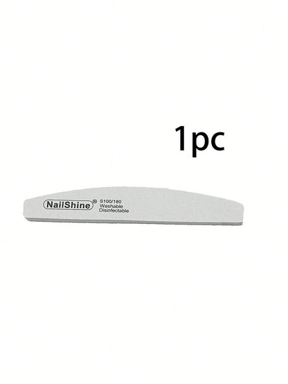 1pc Crescent-Shaped Shaped Washable & Disinfectable Professional Sponge Nail File 100/180