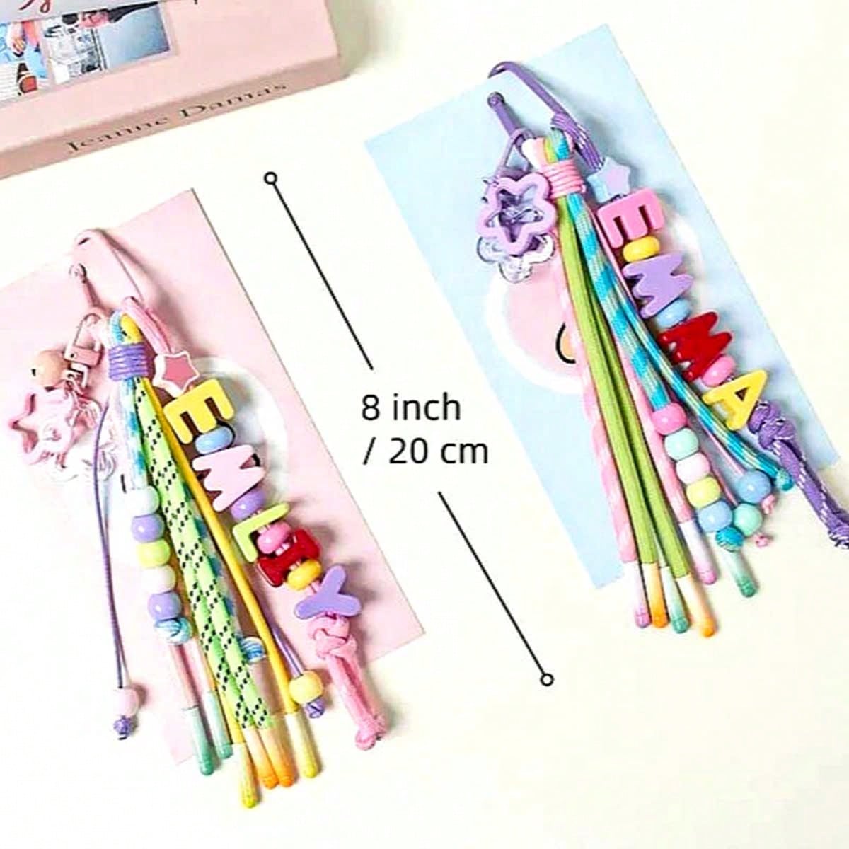 1pc Custom Rainbow Tassel Rope Bag Charm, Cute Wallet Accessory, Personalized Name Keychain, Colorful Backpack Charm, Custom Letter Pendant.