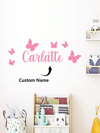 1pc Customized Name Heart-Shaped Butterfly Wall Sticker, PVC Wall Art Decal, Suitable For Living Room, Bedroom Decor, Creative Decorative Sticker Gift, Fashionable Personalized Sticker, Available In P