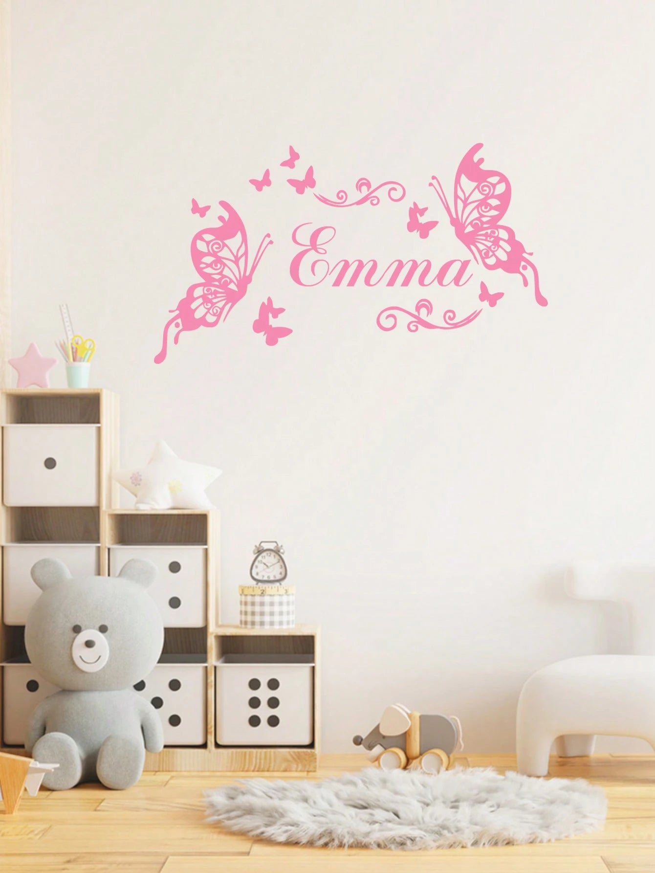 1pc Customized Name Heart-Shaped Butterfly Wall Sticker, PVC Wall Art Decal, Suitable For Living Room, Bedroom Decor, Creative Decorative Sticker Gift, Fashionable Personalized Sticker, Available In P