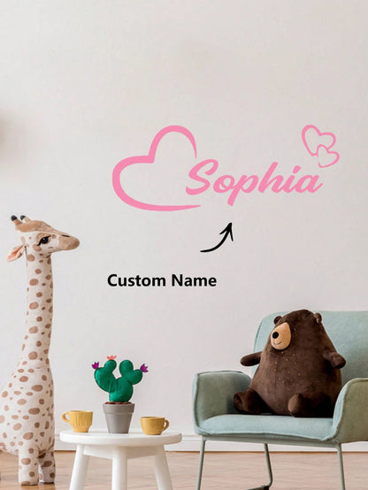 1pc Customized Name Heart-Shaped Butterfly Wall Sticker, PVC Wall Art Decal, Suitable For Living Room, Bedroom Decor, Creative Decorative Sticker Gift, Fashionable Personalized Sticker, Available In P