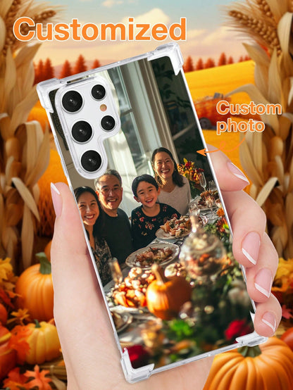 1pc Customized Photo Shockproof Transparent Protective Phone Case Compatible With 16 PROMAX/16 Plus, S24U And Other Models, Personalized Picture Case For Family Partner Pet, Custom Clear Phone Cover F