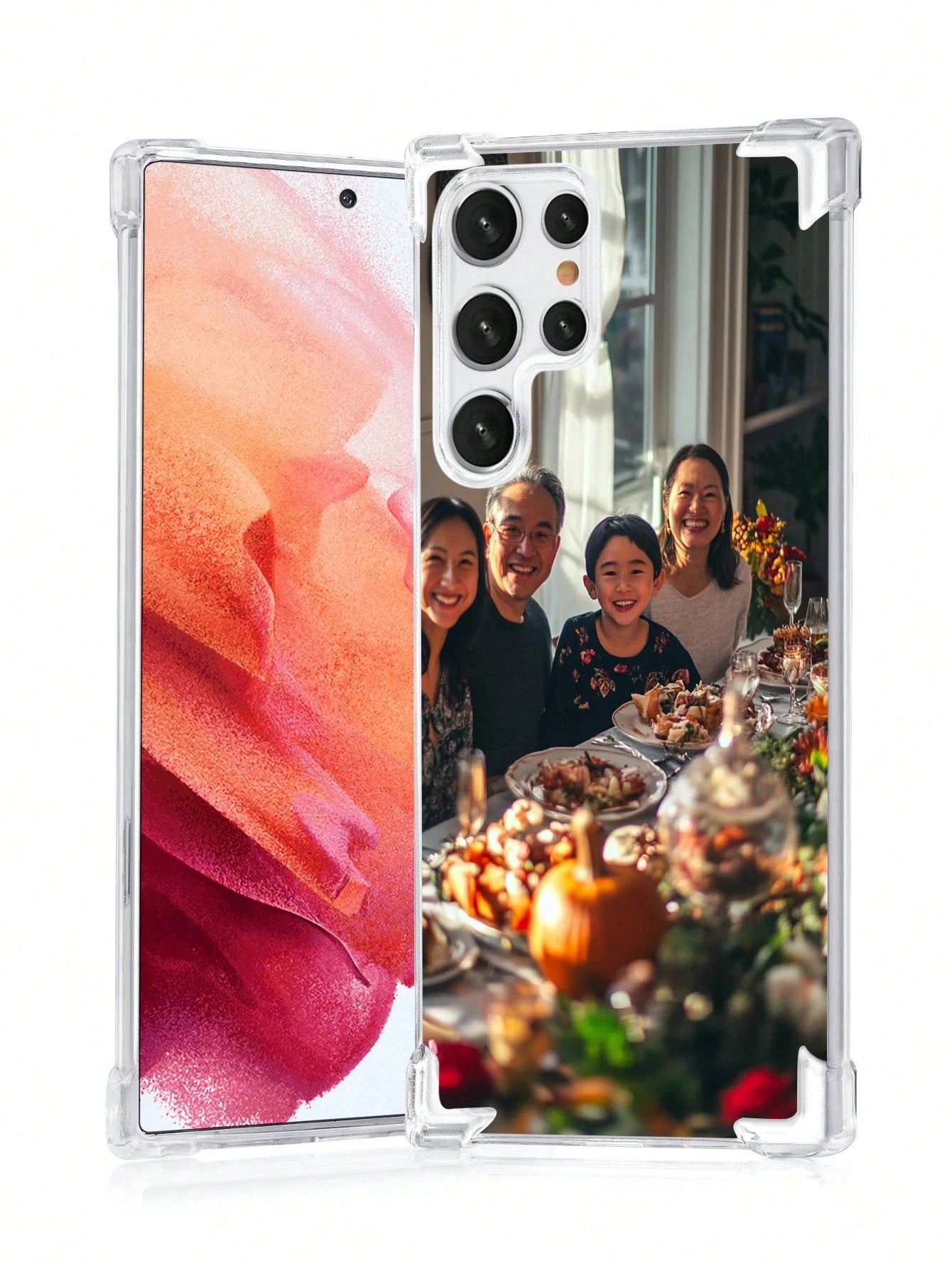 1pc Customized Photo Shockproof Transparent Protective Phone Case Compatible With 16 PROMAX/16 Plus, S24U And Other Models, Personalized Picture Case For Family Partner Pet, Custom Clear Phone Cover F
