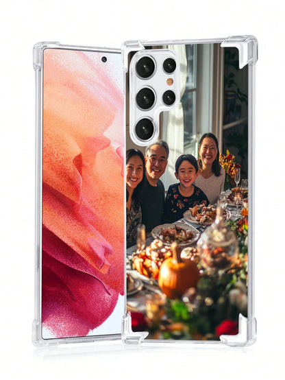 1pc Customized Photo Shockproof Transparent Protective Phone Case Compatible With 16 PROMAX/16 Plus, S24U And Other Models, Personalized Picture Case For Family Partner Pet, Custom Clear Phone Cover F