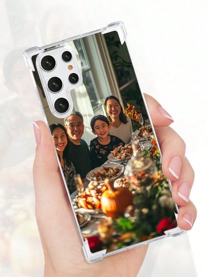 1pc Customized Photo Shockproof Transparent Protective Phone Case Compatible With 16 PROMAX/16 Plus, S24U And Other Models, Personalized Picture Case For Family Partner Pet, Custom Clear Phone Cover F