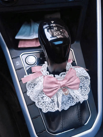 1pc Cute Bow Knot Style Gear Shift Cover, Bow Knot Decor Gear Shift Set, Car Manual/Automatic Gear Shift Cover, Car Interior Decoration Accessories, Car Decor, Car Supplies, Cute Car Gear Shift Cover