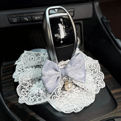 1pc Cute Bow Knot Style Gear Shift Cover, Bow Knot Decor Gear Shift Set, Car Manual/Automatic Gear Shift Cover, Car Interior Decoration Accessories, Car Decor, Car Supplies, Cute Car Gear Shift Cover