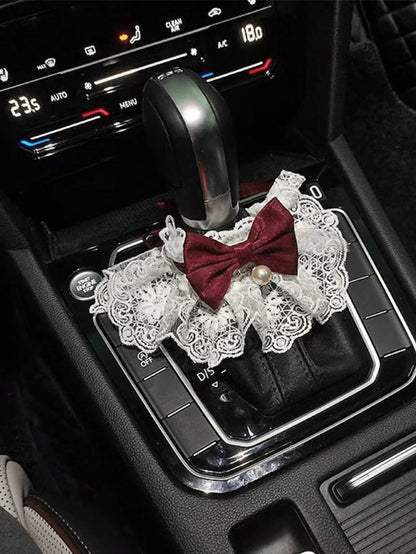 1pc Cute Bow Knot Style Gear Shift Cover, Bow Knot Decor Gear Shift Set, Car Manual/Automatic Gear Shift Cover, Car Interior Decoration Accessories, Car Decor, Car Supplies, Cute Car Gear Shift Cover