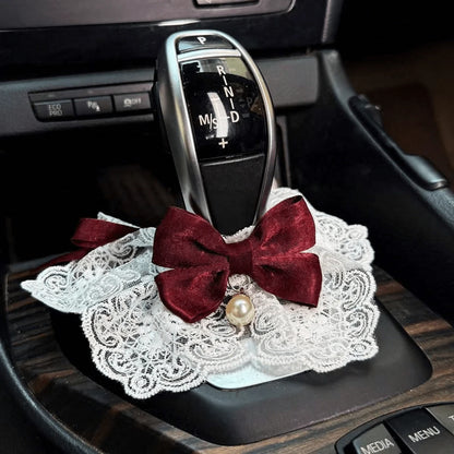 1pc Cute Bowknot Gear Shift Lever Cover, Bowknot Decor Gear Shift Kit, Suitable For Manual/Automatic Cars, Car Interior Decoration Accessories, Car Decoration, Car Supplies, Cute Car Gear Shift Lever