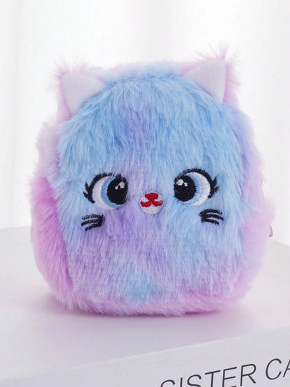 1pc Cute Cartoon Cat Plush Mini Coin Purse, Lightweight Portable Fully Matching Wallet, Earphone & Key Storage Pouch