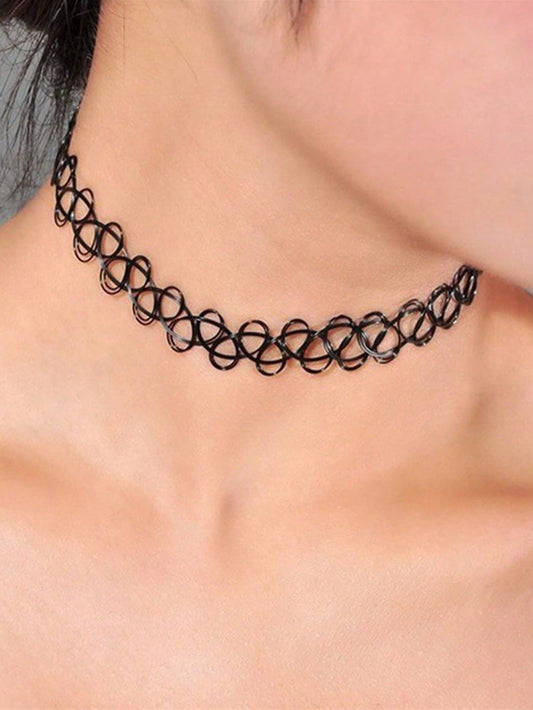 1pc Cute Elastic Tattoo Choker Necklace, Vintage Gothic Style Necklace, Wedding Jewelry Gift For Girls