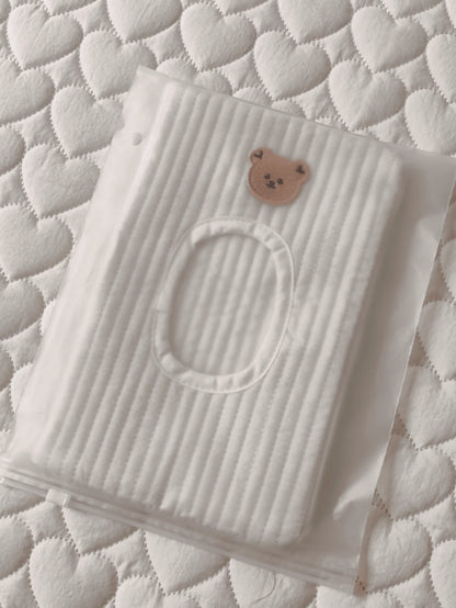 1pc Cute White Teddy Bear Design Paper Towel Holder Bag, Portable Wet Wipes Storage Pouch