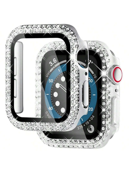 1PC Diamond Cover For Apple Watch Case 45mm 41mm 44mm 40mm 44 Mm Tempered Glass Bumper Screen Protector I Watch Series 9 7 SE 6 8 5