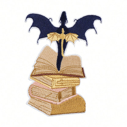 1pc Dragon Fly Out Of Book Patch, Reading Patch, Iron-On Patch, Embroidered Patch, Fun Patch, Aesthetic Patch, Gorgeous Patch, Applique