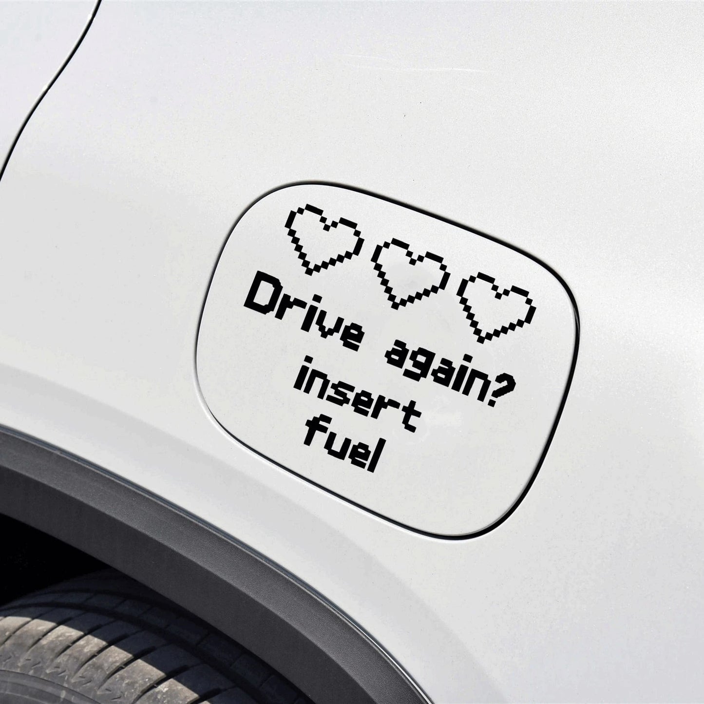 1pc "Drive Again? Insert Fuel" Vinyl Sticker- DIY Decor For Car Parts, Fuel Tank, Retro, Gaming- Easy To Apply And Remove