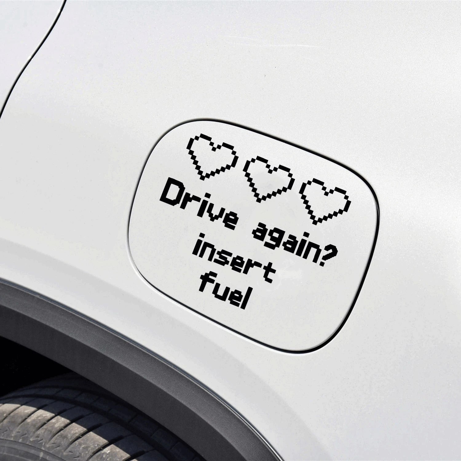 1pc "Drive Again? Insert Fuel" Vinyl Sticker- DIY Decor For Car Parts, Fuel Tank, Retro, Gaming- Easy To Apply And Remove