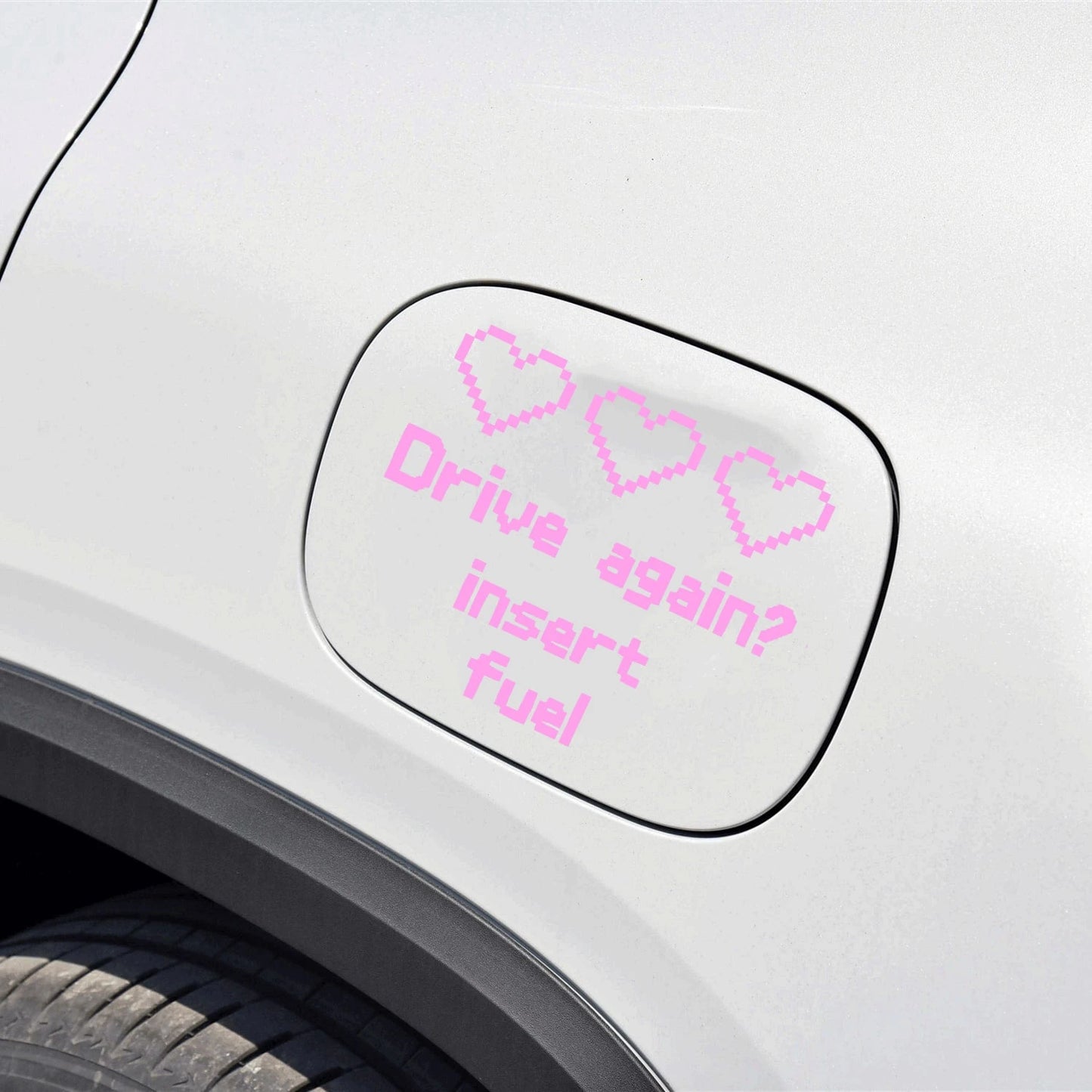 1pc "Drive Again? Insert Fuel" Vinyl Sticker- DIY Decor For Car Parts, Fuel Tank, Retro, Gaming- Easy To Apply And Remove