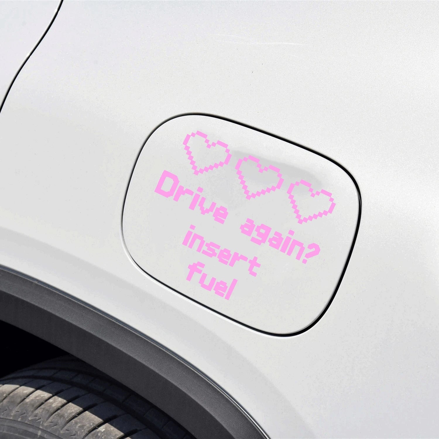 1pc "Drive Again? Insert Fuel" Vinyl Sticker- DIY Decor For Car Parts, Fuel Tank, Retro, Gaming- Easy To Apply And Remove