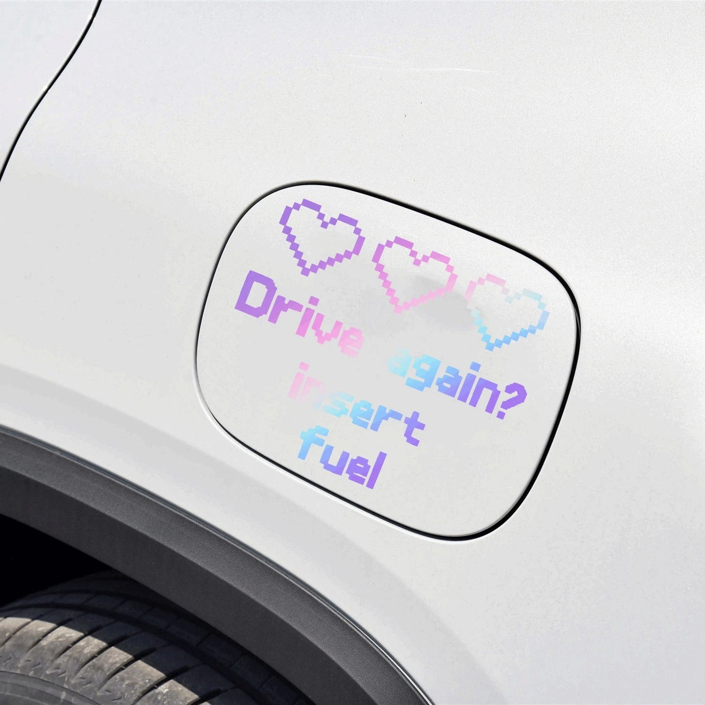 1pc "Drive Again? Insert Fuel" Vinyl Sticker- DIY Decor For Car Parts, Fuel Tank, Retro, Gaming- Easy To Apply And Remove