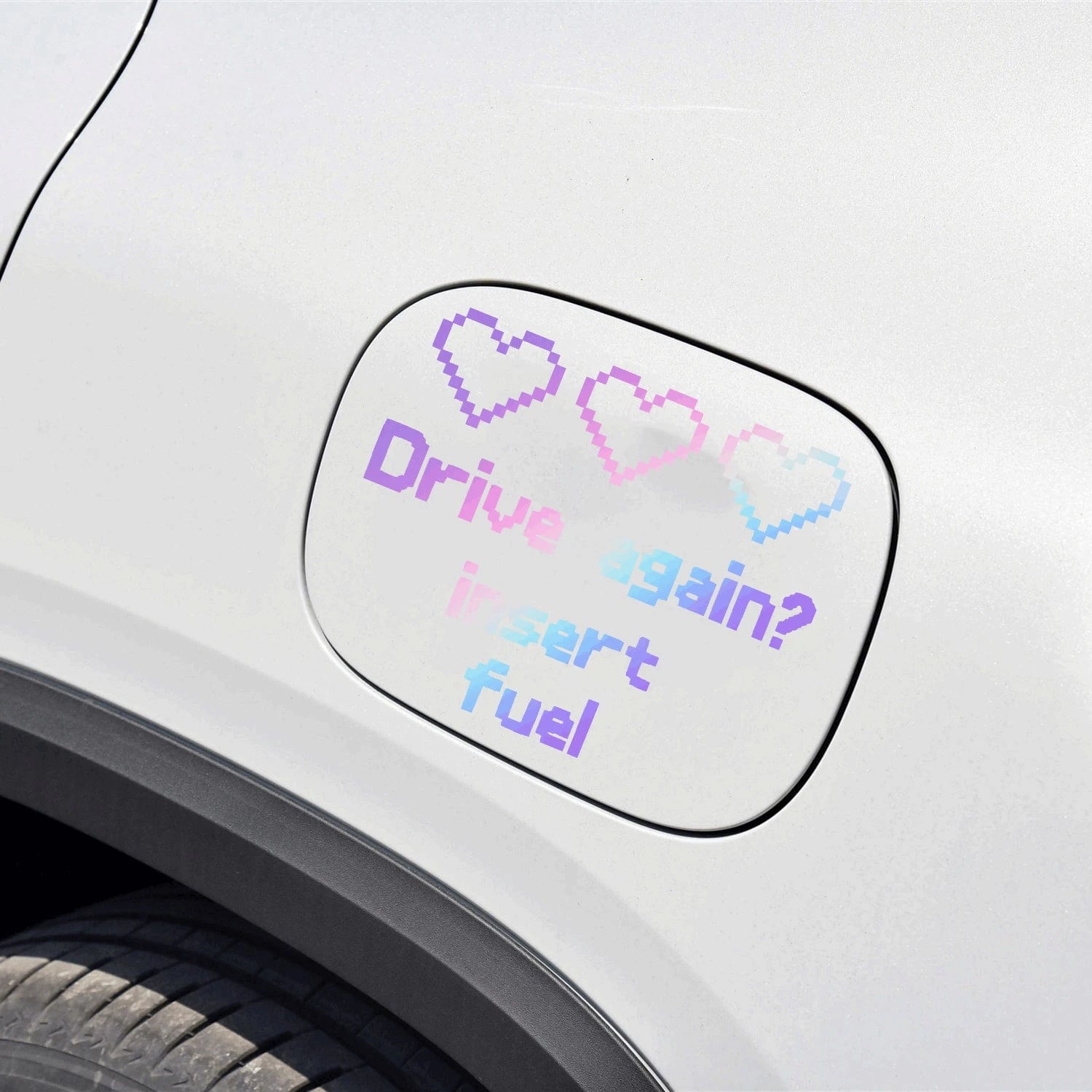 1pc "Drive Again? Insert Fuel" Vinyl Sticker- DIY Decor For Car Parts, Fuel Tank, Retro, Gaming- Easy To Apply And Remove