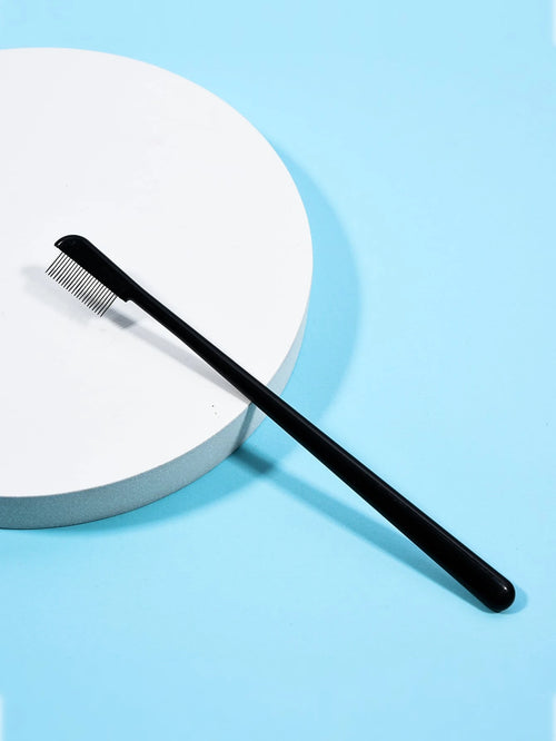 1pc Dual-ended Steel Needle Eyelash Comb, With Eyebrow Comb