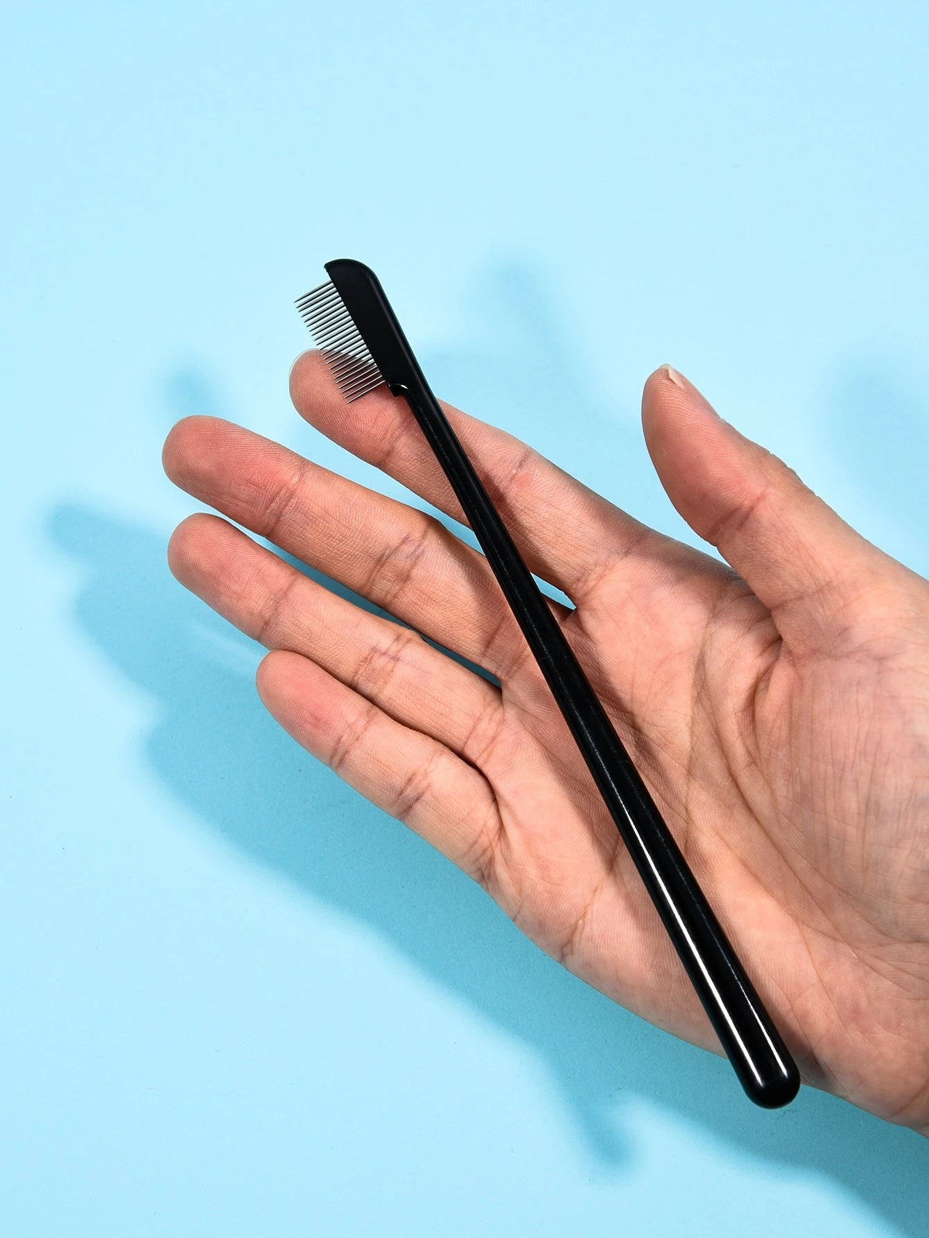 1pc Dual-ended Steel Needle Eyelash Comb, With Eyebrow Comb
