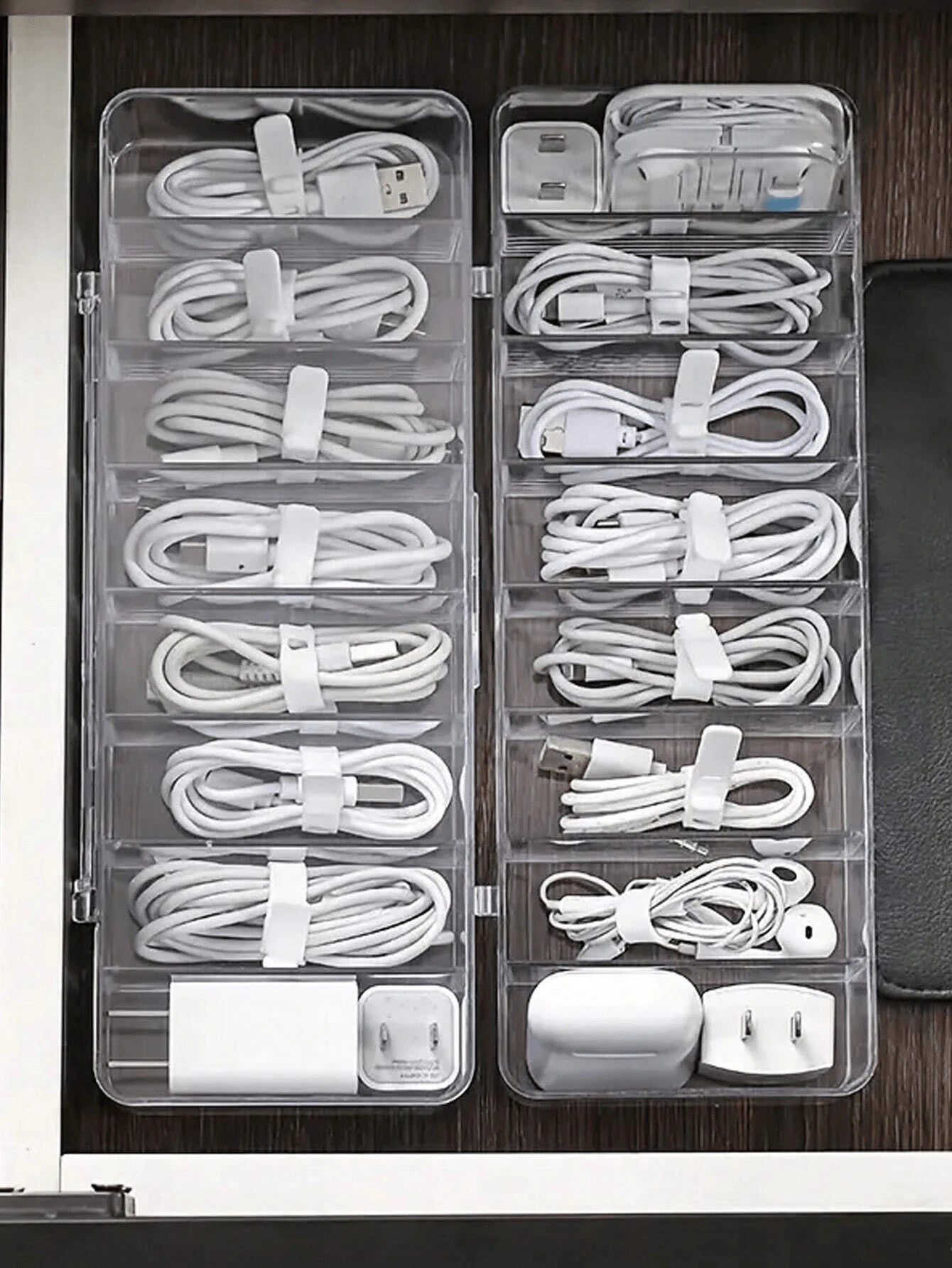 1pc Dust-Proof Cable Management Box, Hub Organizer Box, Desktop Data Cable Storage Box For Phone Charger, Power Cord Clips