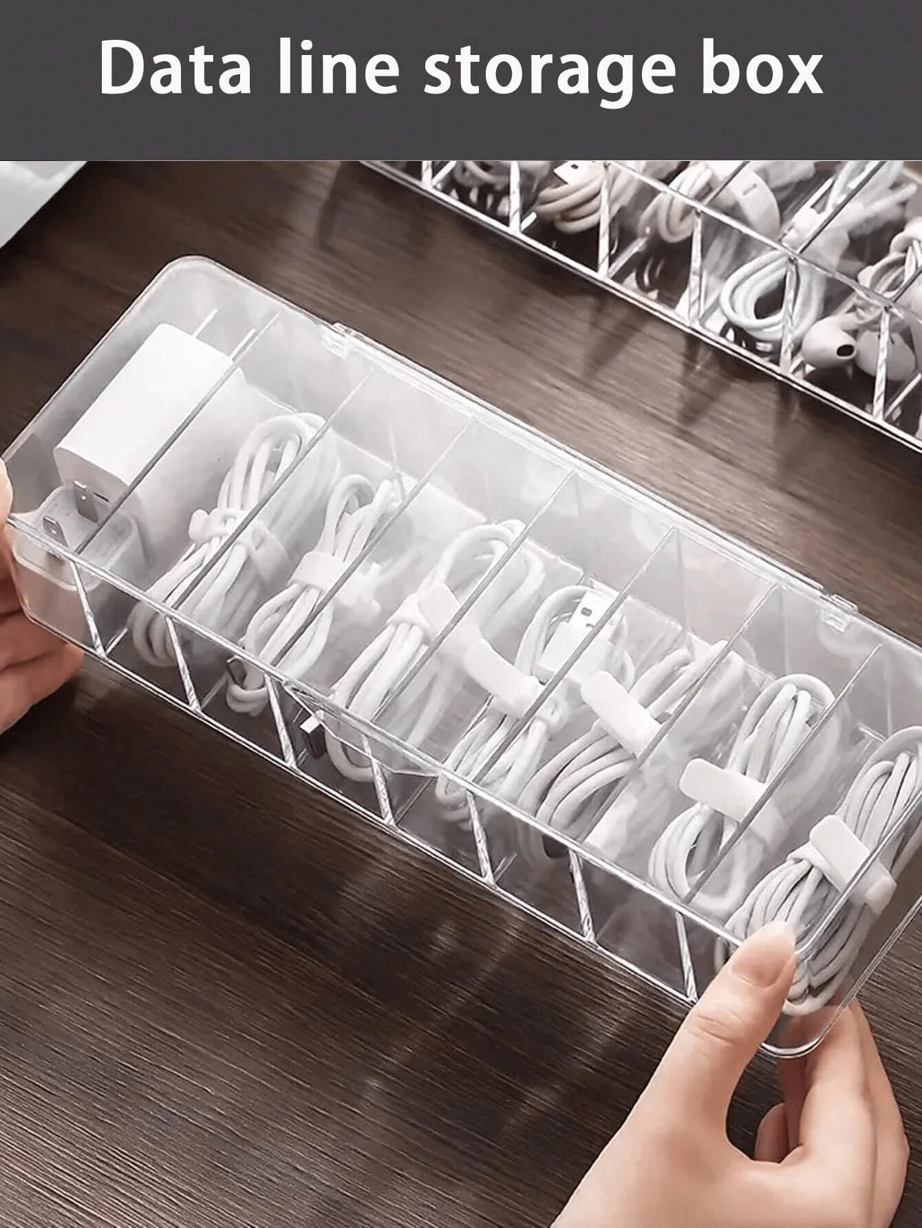 1pc Dust-Proof Cable Management Box, Hub Organizer Box, Desktop Data Cable Storage Box For Phone Charger, Power Cord Clips